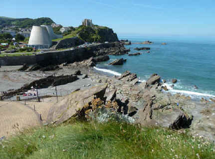 Ilfracombe showing town beach and Landmark Theatre